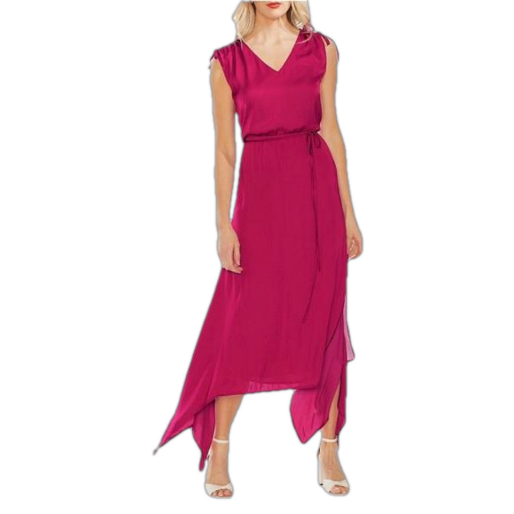 Vince Camuto tie shoulder sleeveless v neck dress size XL lined hibiscus NWOT